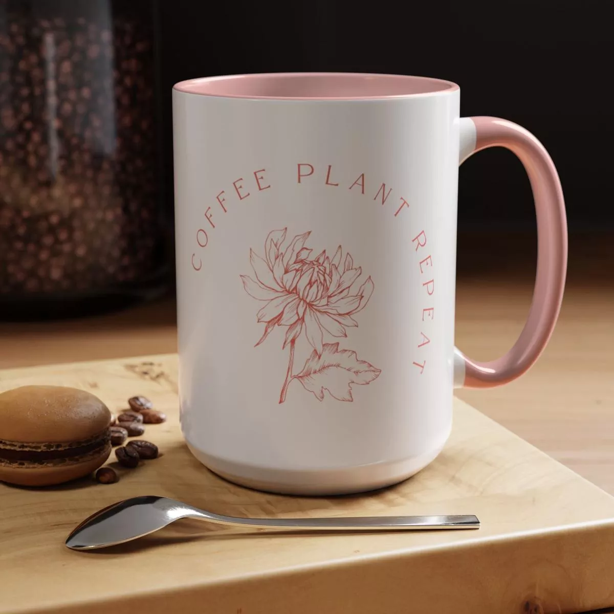 ”Coffee Plant Repeat ” Flower People 15oz Accent Coffee Mug