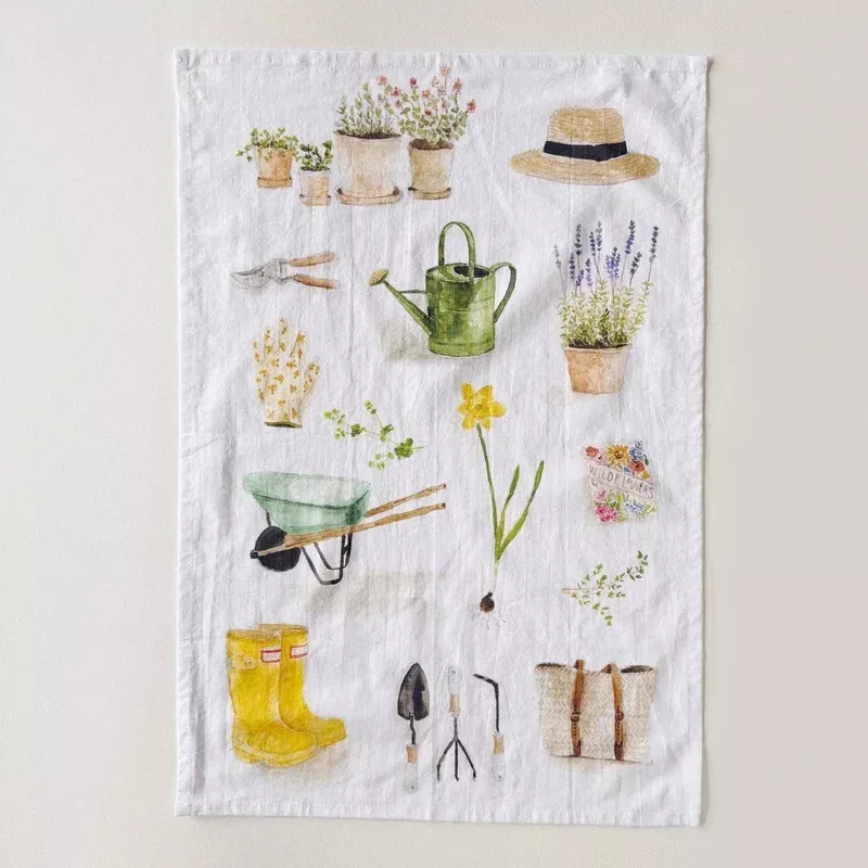 Garden cotton flour sack tea towel