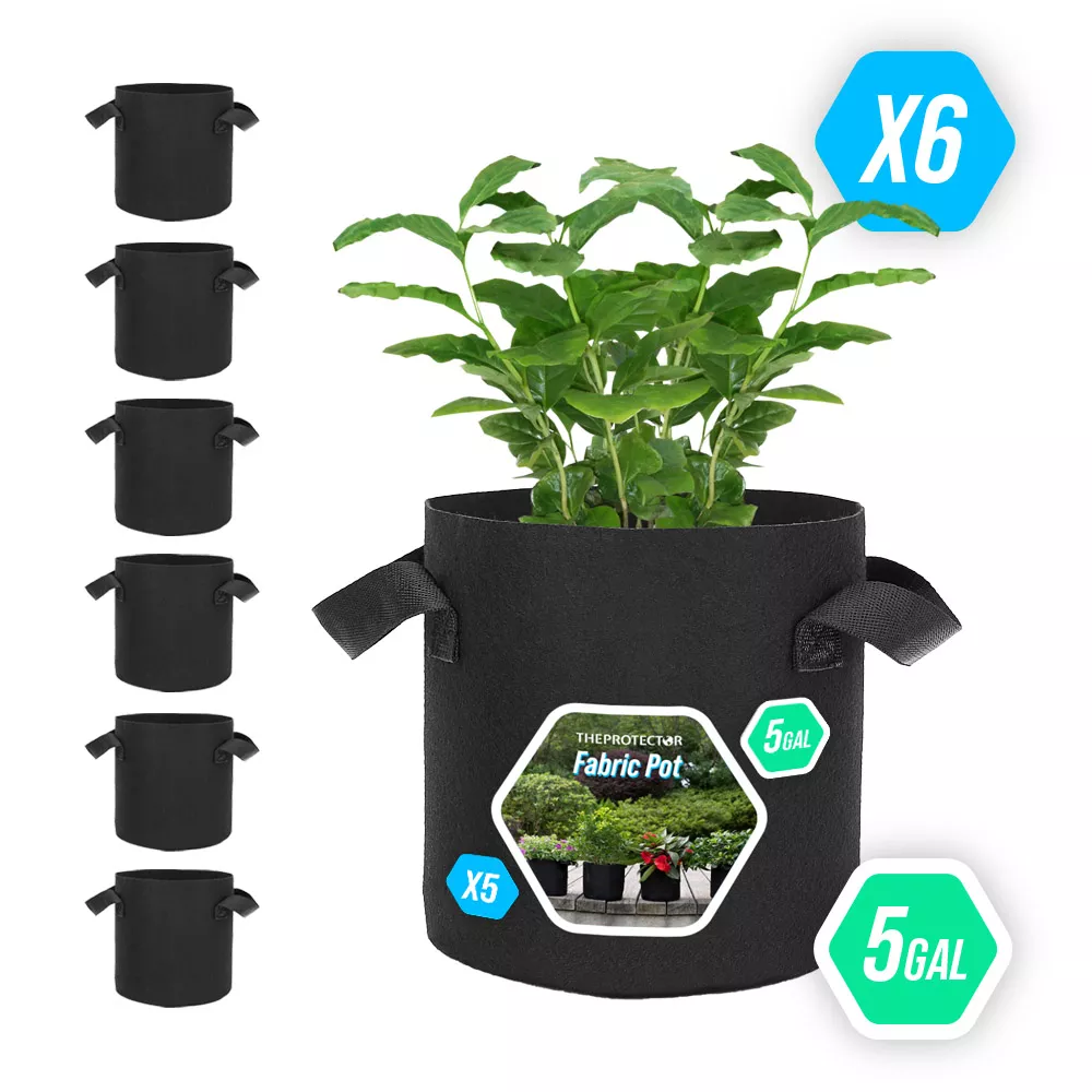 Grow bag Fabric Pot 5 gallon with handles (x6 pack) Grow media NOT included