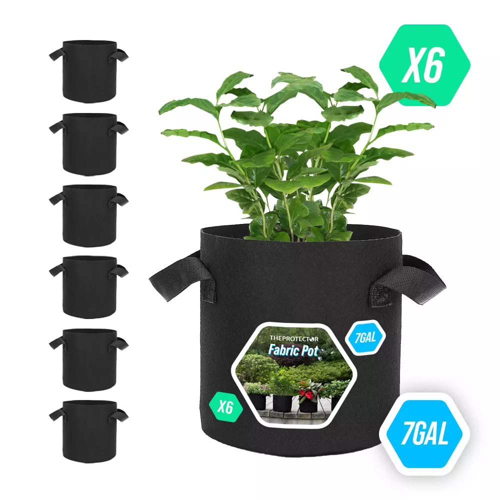 Grow bag Fabric Pot 7 gallon with handles (x6 pack) Grow media NOT included
