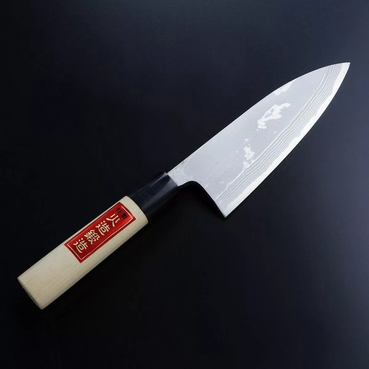 ”HONMAMON ” Deba Aogami No.2 Laminated Damascus 7 Layers steel, 165mm