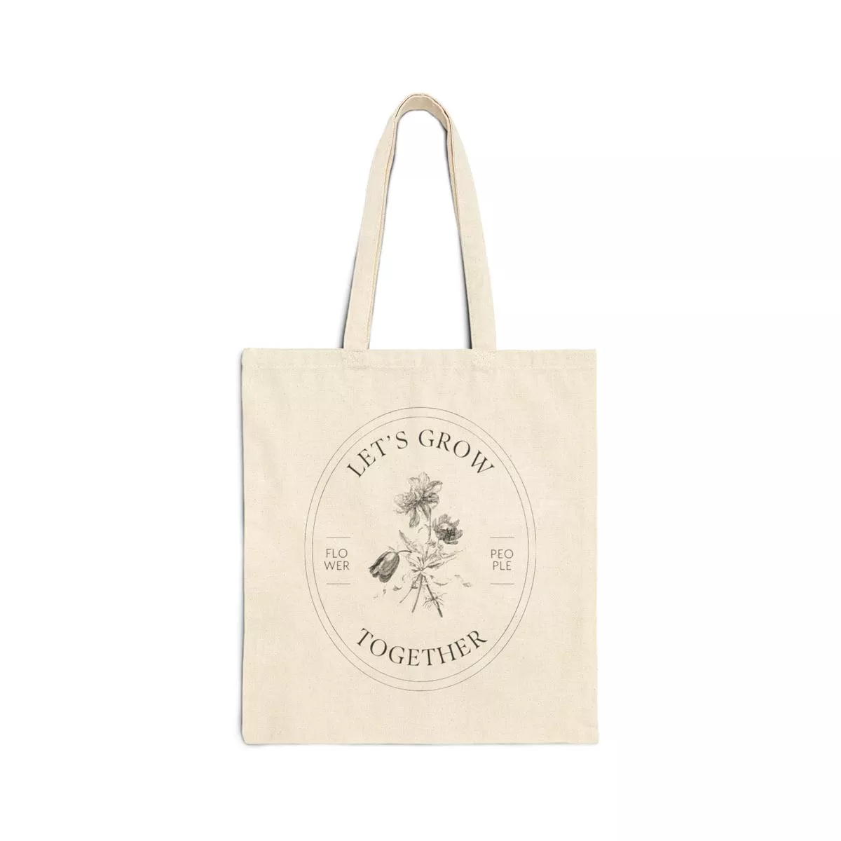 ”Let ’s Grow Together ” Flower People Canvas Tote Bag