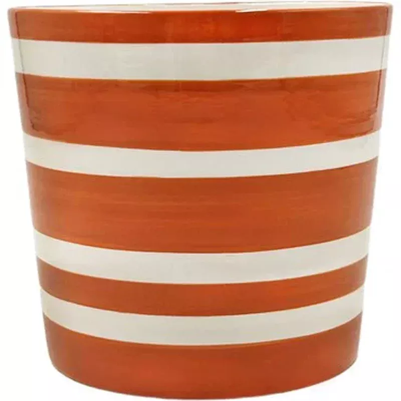 Mcarr 5x5x4 Cerm Pot Gls Glz Crm w/ Orange