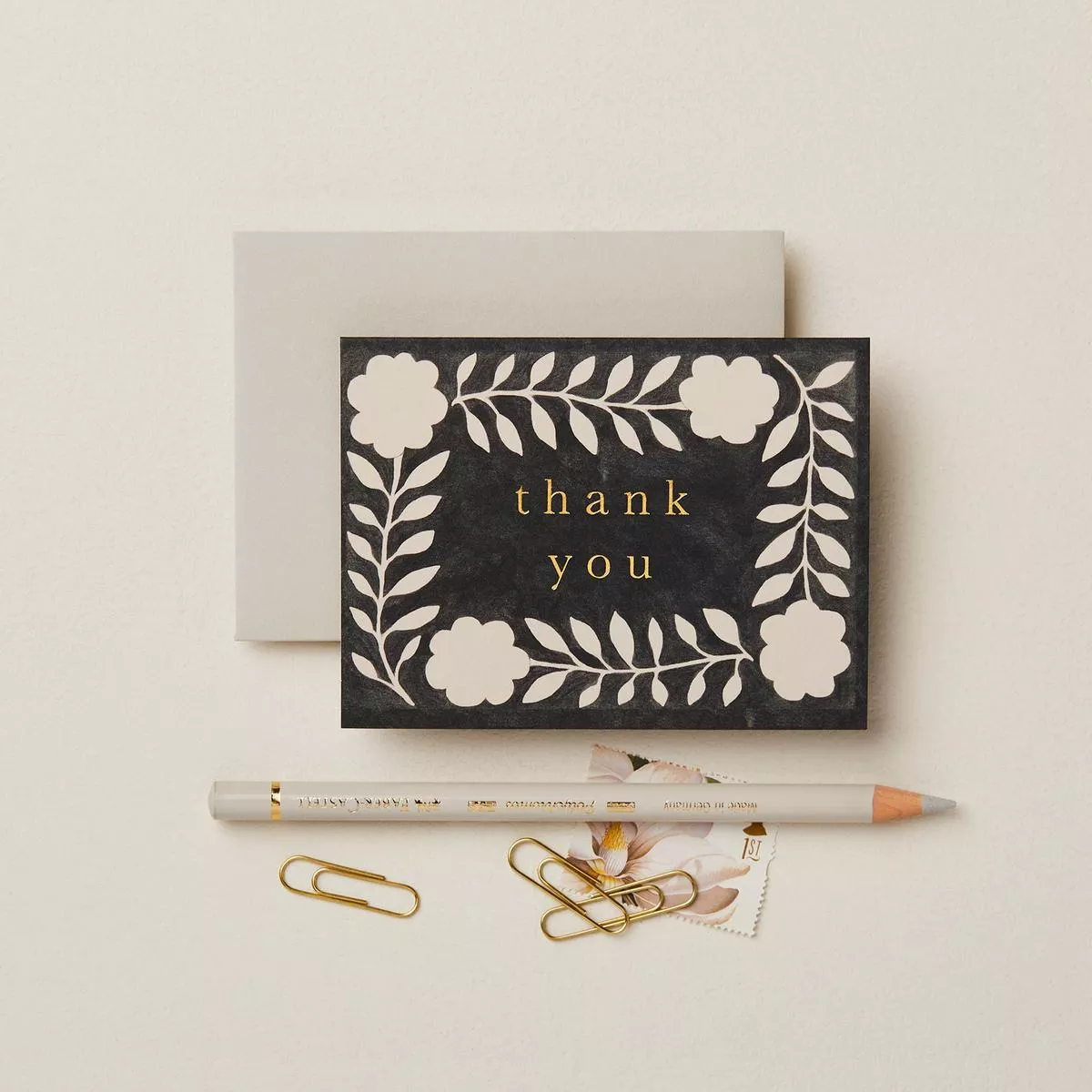 ’Thank You ’ Ink Flora Mini Card