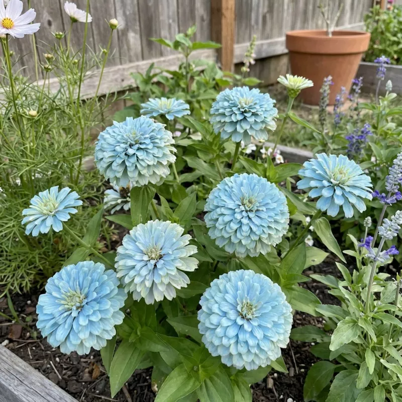 Zinnia elegans Sky Blue Flower Seeds for Home Garden Growing and Landscape Use